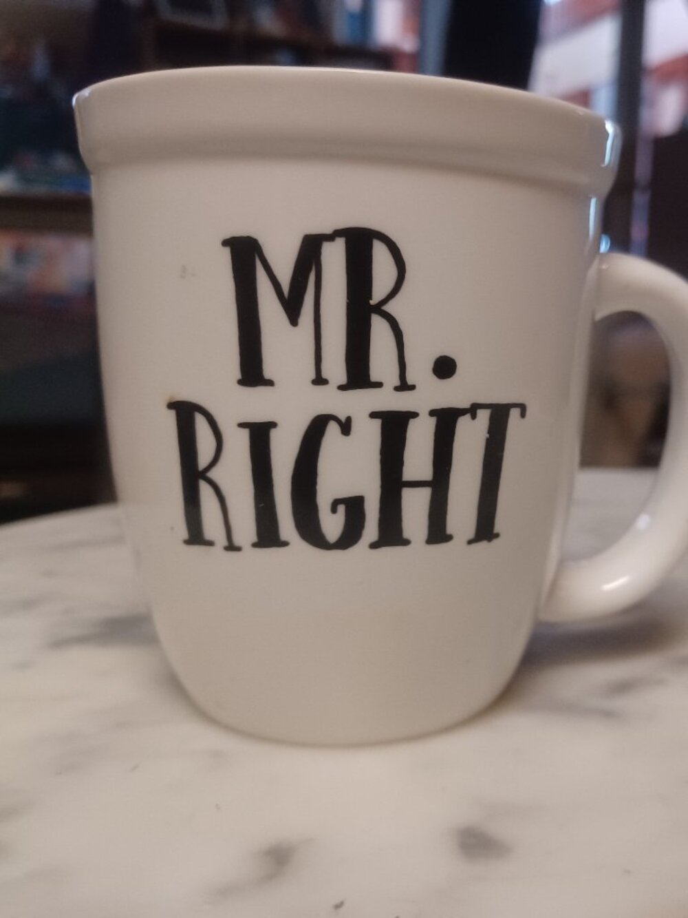 Natural Life Novelty Coffee Mug "Mr. Right" Black & White